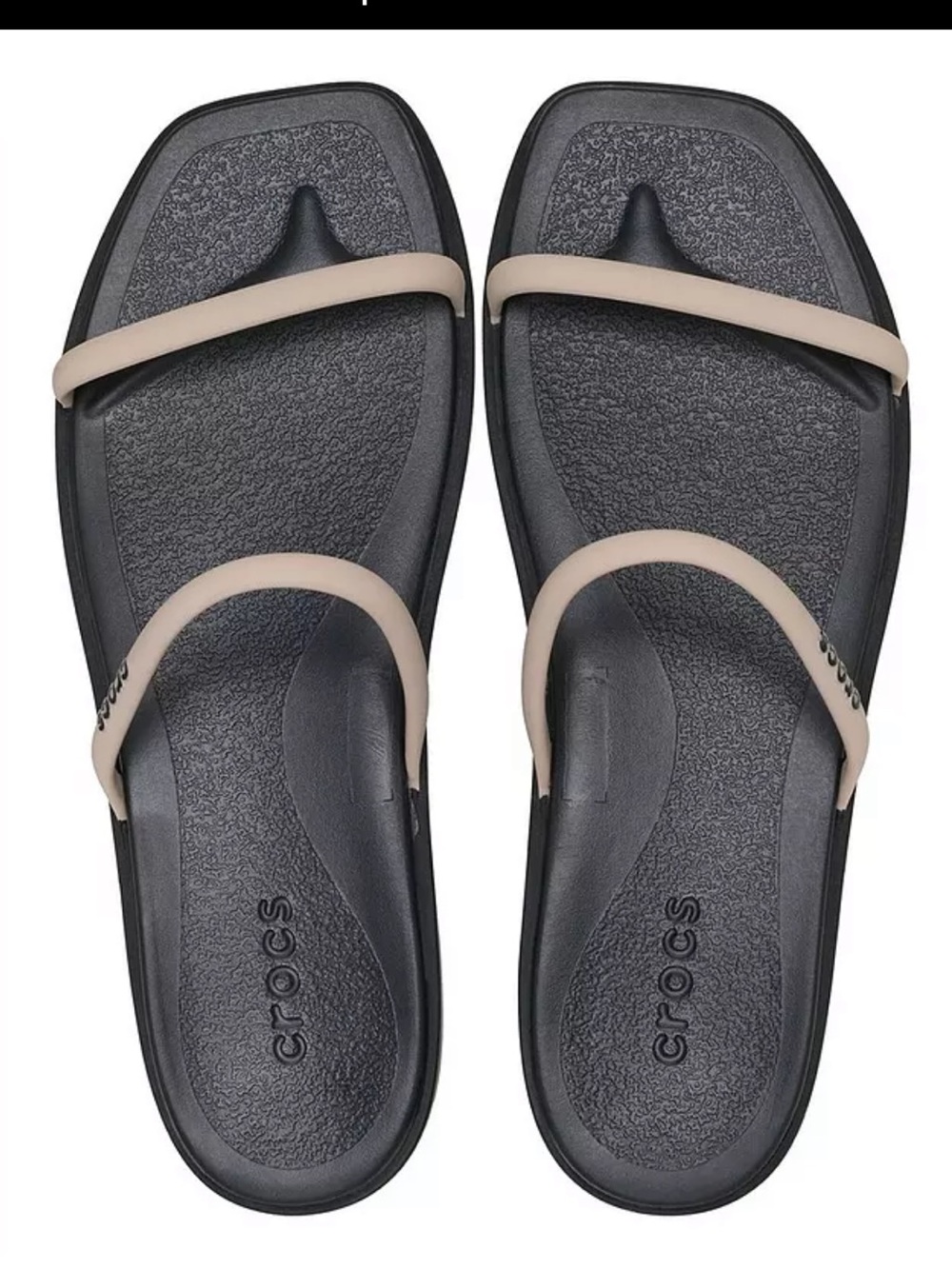 Crocs Women’s Miami Two Straps Two Toned Black & Dulce Beige Sandals 7 - Picture 8 of 11
